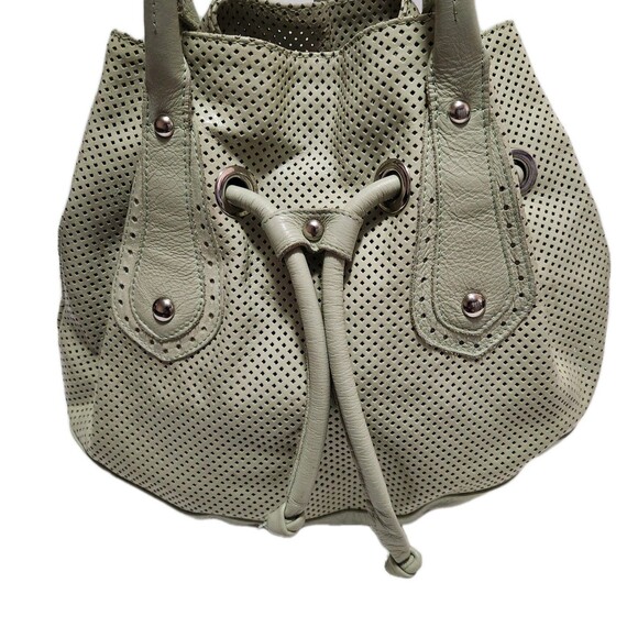 Innue Leather Hobo Shoulder Handbag Light Green In Excellent Condition - Picture 3 of 10